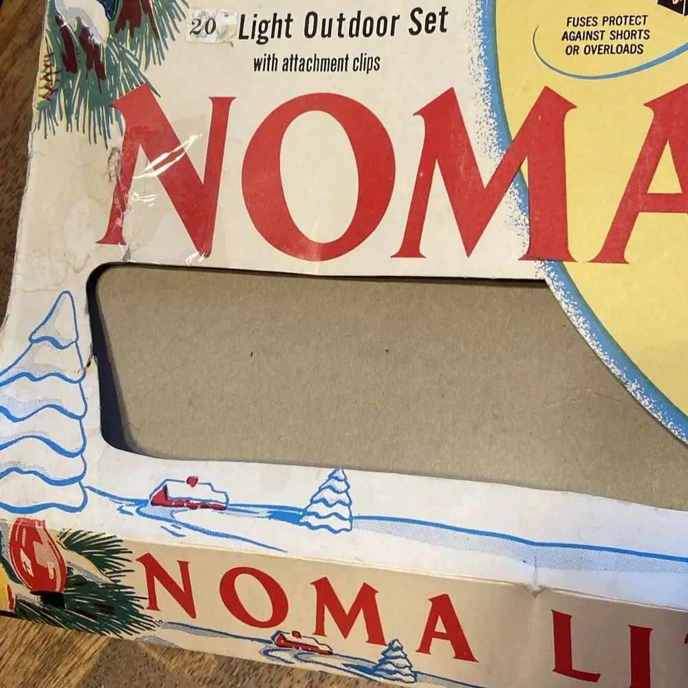Vintage Noma Lites BOX ONLY Large 20”x11” Westinghouse Lamps Colorful Santa